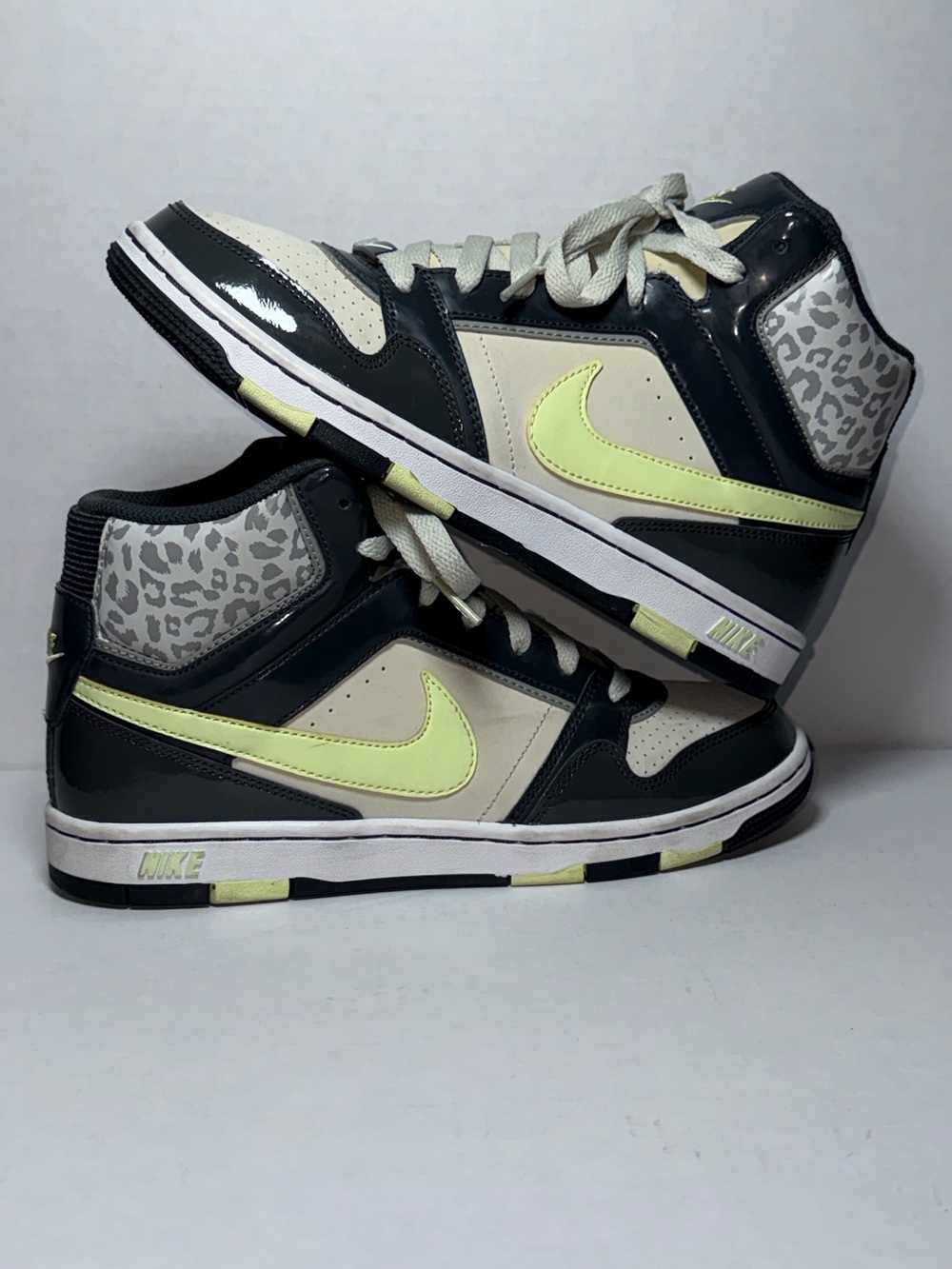 Nike Court Force Mid Leopard Volt Patent Womens Size 8